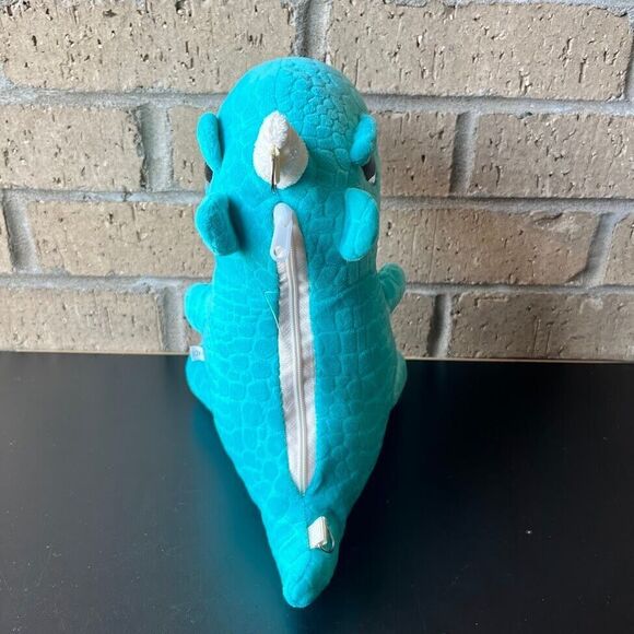 Kawaii Small Plush Dinosaur Backpack 9.25 in Turquoise White Stuffed Animal - Picture 4 of 12